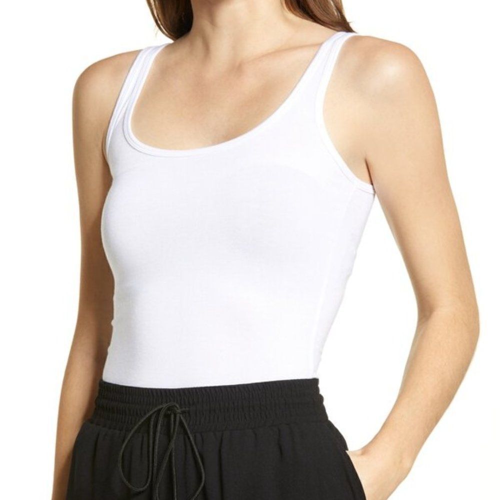 Halogen Scoop Neck Tank Top size Large in White